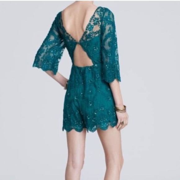 Emerald Free People Sequin Lace Romper - Picture 6 of 11